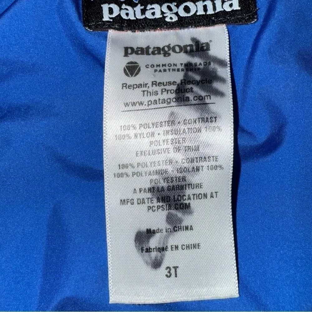 ▶️ Patagonia ◀️ Kids Boys Blue Winter Jacket 3T